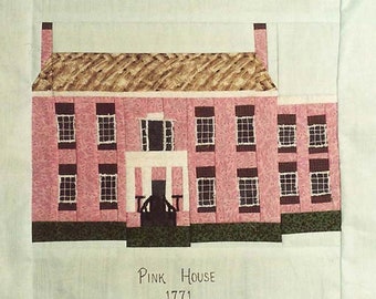 Pink House Quilt Block PDF Pattern Paper Foundation Piecing