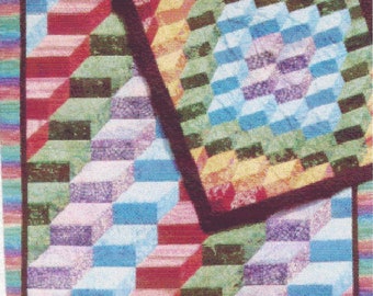 Rainbow Stairsteps Art Quilt PDF Pattern Easy Corners Row Layout