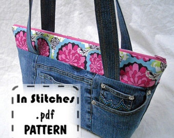 Zipper Shoulder PDF Purse Pattern-EASY Zippy Tote Tutorial-DIY Purse