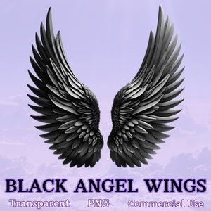 Transparent PNG Angel Wings Clipart Heaven Black Angel Wings Clipart Feather Custom Portrait Angel Wings Dark Sublimation Holiday Clipart