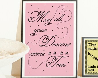 May All Your Dreams Come True | Western Type Poster | Pink Western 11"x17"