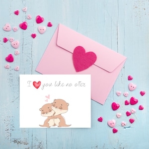 Tarjeta de San Valentín / Nutria / Aniversario / Idea de regalo / PDF / Descarga instantánea