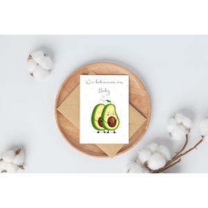 Karte / Wir bekommen ein Baby / Schwangerschaftsverkündung / Avocado / Din A5 / PDF