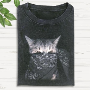 Vintage Wacky Cat Shirt, Cat Wearing Mask Shirt, Cute Cat Shirt, Meme Cat Shirt, 90s Style Tee, Cat Lover Gift, Gen Z Shirt, Stupid Gift