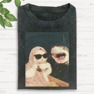 Vintage Cat And Shark Shirt, Just A Chill Girl Cat Shirt, Funny Cat Meme Shirt, Gen Z Joke Shirt, Stupid Brainrot Gift, Cat Lover Gift