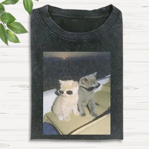 Funny Cat With Sunglasses T-Shirt, Cat Vintage Tee, Cat Shirt, Cat Meme Cringe Shirt, Stupid Brainrot Gift, Cat Lover Gift, Cool Cat Shirt