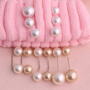 Pearl Buttons Doer-Upper - Knitwear Classic Pearl Pin Button, Alternative To Buttons For Knitwear, Sweater Clips For Cardigans, Shawl Pin