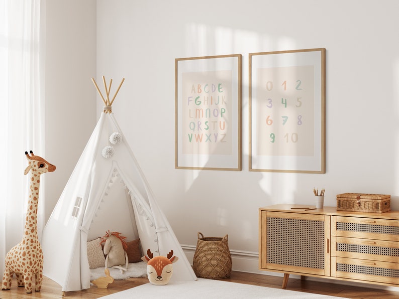 Pastel ABC Alphabet Poster - Nursery Wall Art - Printable Kids Room ...