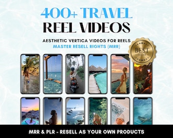 400+ Travel Videos Photo Bundle for Instagram Reels, Faceless Digital Marketing Videos Master Resell Rights, MRR/PLR, Canva