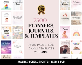 7500+ Seiten PLR Canva-Vorlagenpaket, 200 Canva PLR-Vorlagen, Planer, Journale, Tracker, druckbar, Master-Wiederverkaufsrechte, PLR-Produkte