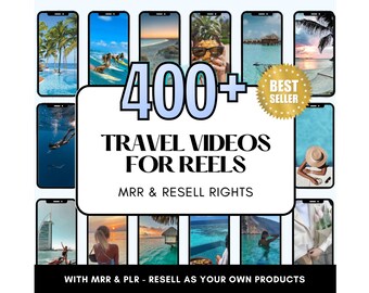 400+ Travel Videos Photo Bundle for Instagram Reels, Faceless Digital Marketing Videos Master Resell Rights, MRR/PLR, Canva