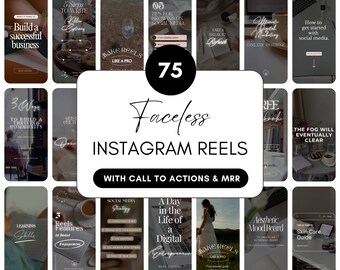 Faceless Reels, Faceless Stock Videos, Aesthetic Videos for Instagram, Digital Marketing Videos with MRR PLR, Instagram Reel Template Canva