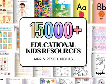 PLR Vorschule Kindergarten Lernmittel Printable Lernarbeitsblatt MRR Bundle Alphabet Cut Anblick Lesen Pausieren Schreiben Farbe KDP