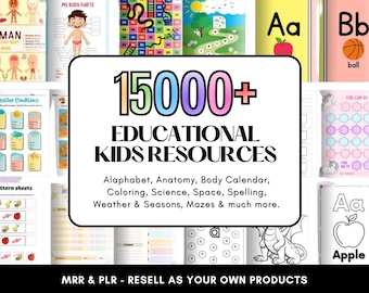 15000 Educational Kids Resources Bundle | Children's Learning Bundle | Educational Resources for Kids | Printable Kids Worksheets