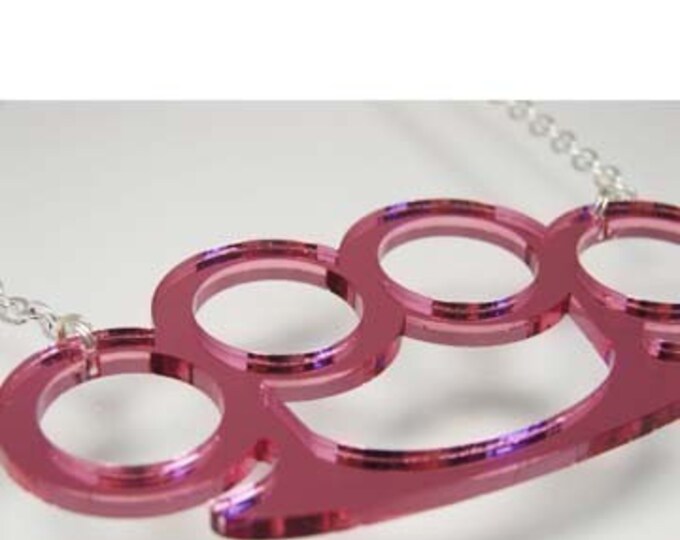 Huge Pink Brass Knuckles Necklace for Sale Etsy