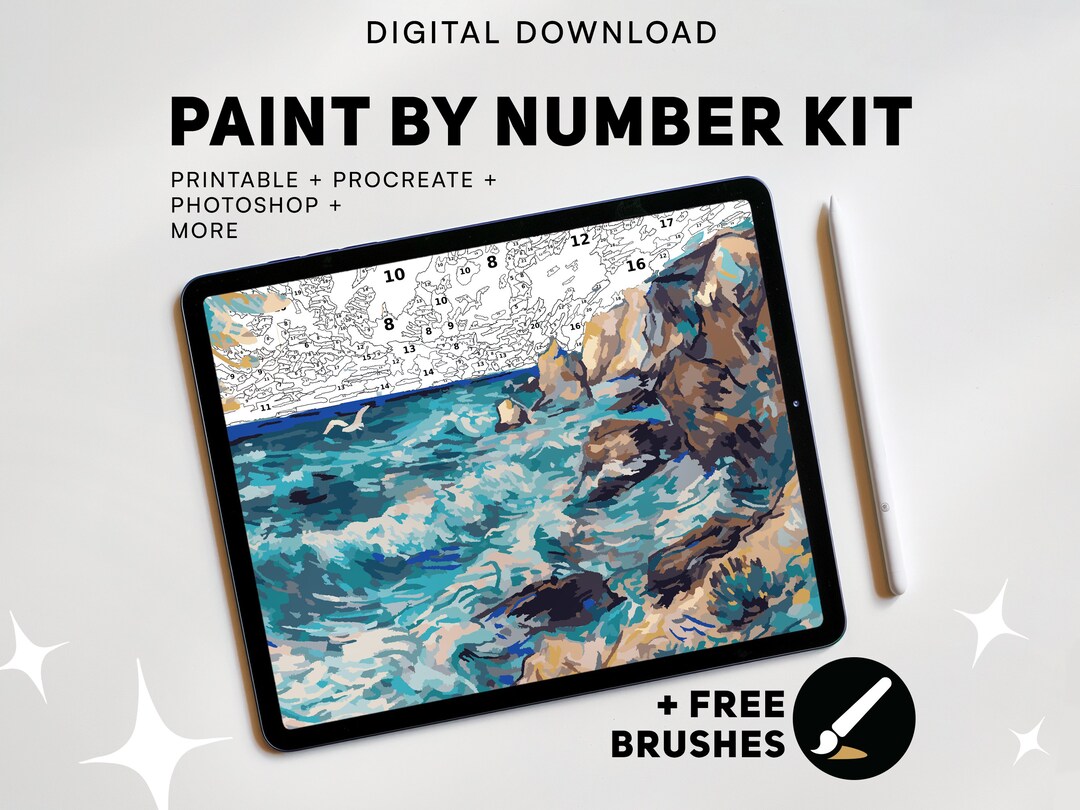Paint by Number Kit Digital Download Printable Set Procreate Template ...
