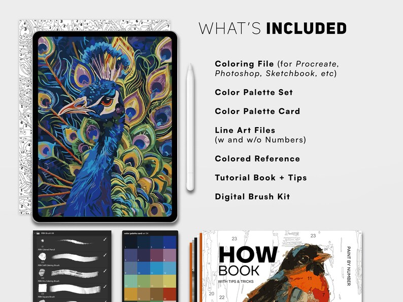Digital Paint by Number Kit Printable Art Set Photoshop Procreate ...