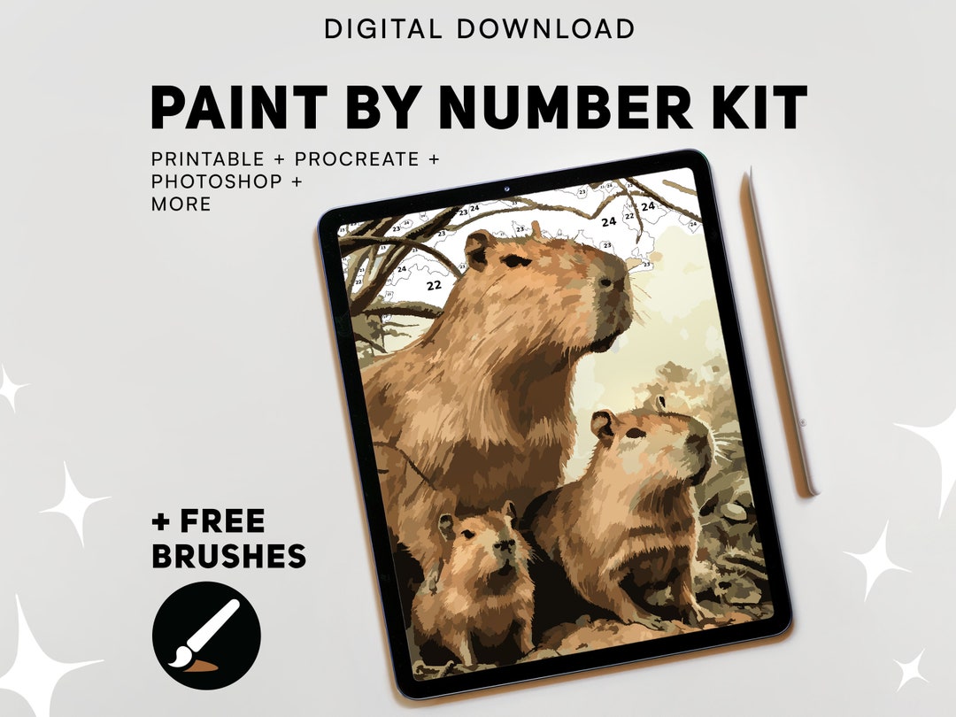 Digital Paint by Number Kit Printable Art Set Procreate