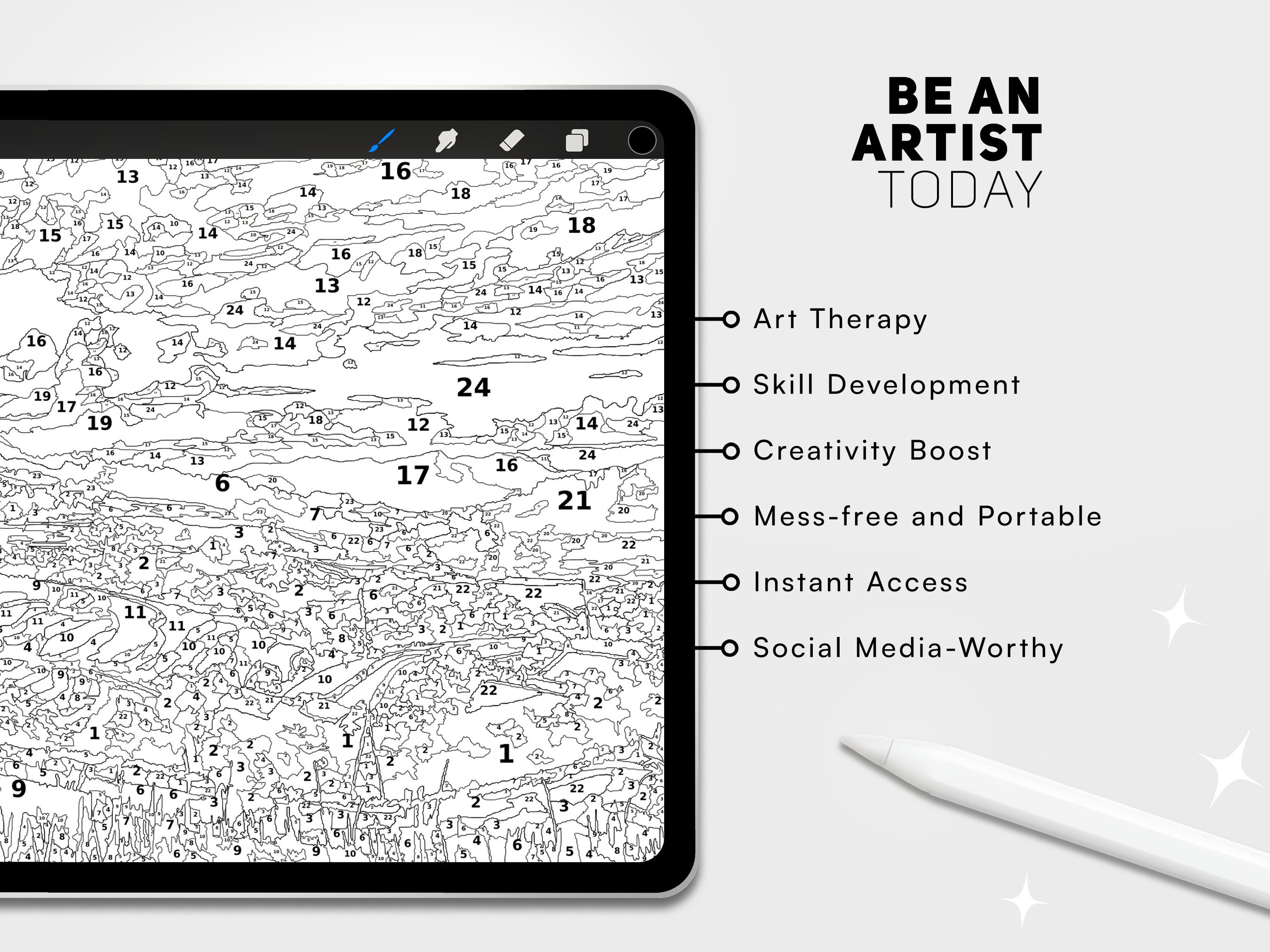 Digital Paint by Number Kit Printable Art Set Photoshop Procreate ...