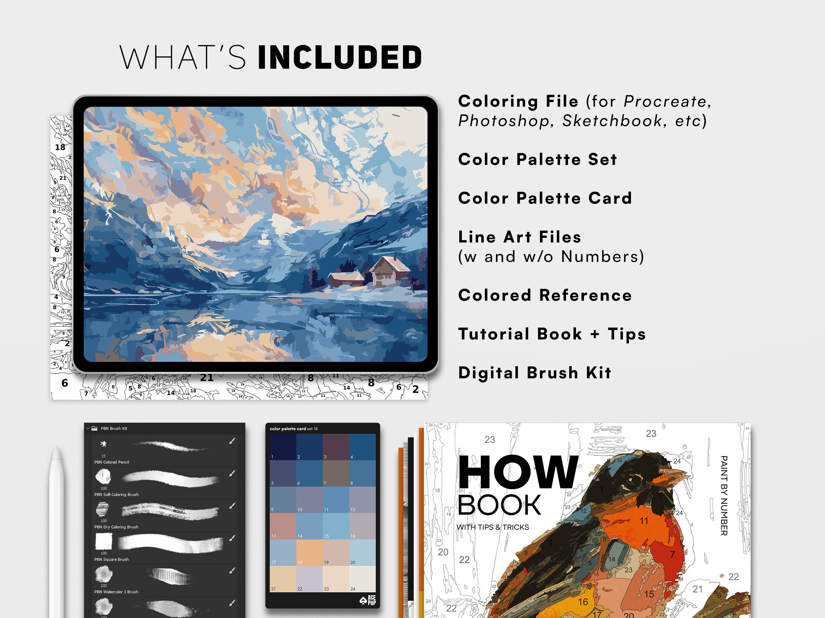 Digital Paint by Number Kit Printable Art Set Template Procreate ...