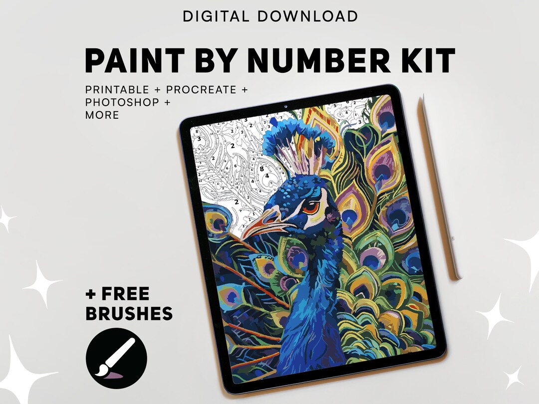Digital Paint by Number Kit Printable Art Set Photoshop Procreate ...