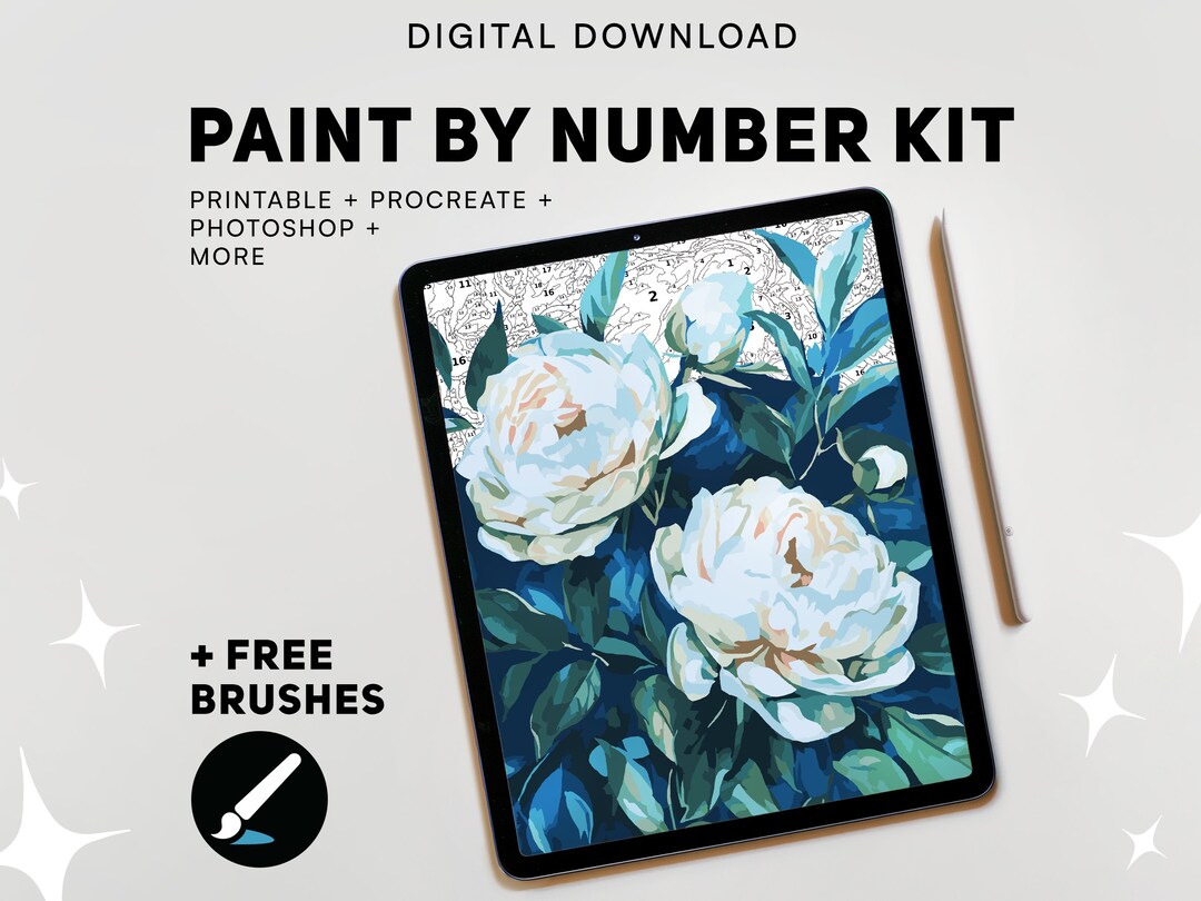 Paint by Number Kit Digital Download Printable Set Photoshop Procreate ...