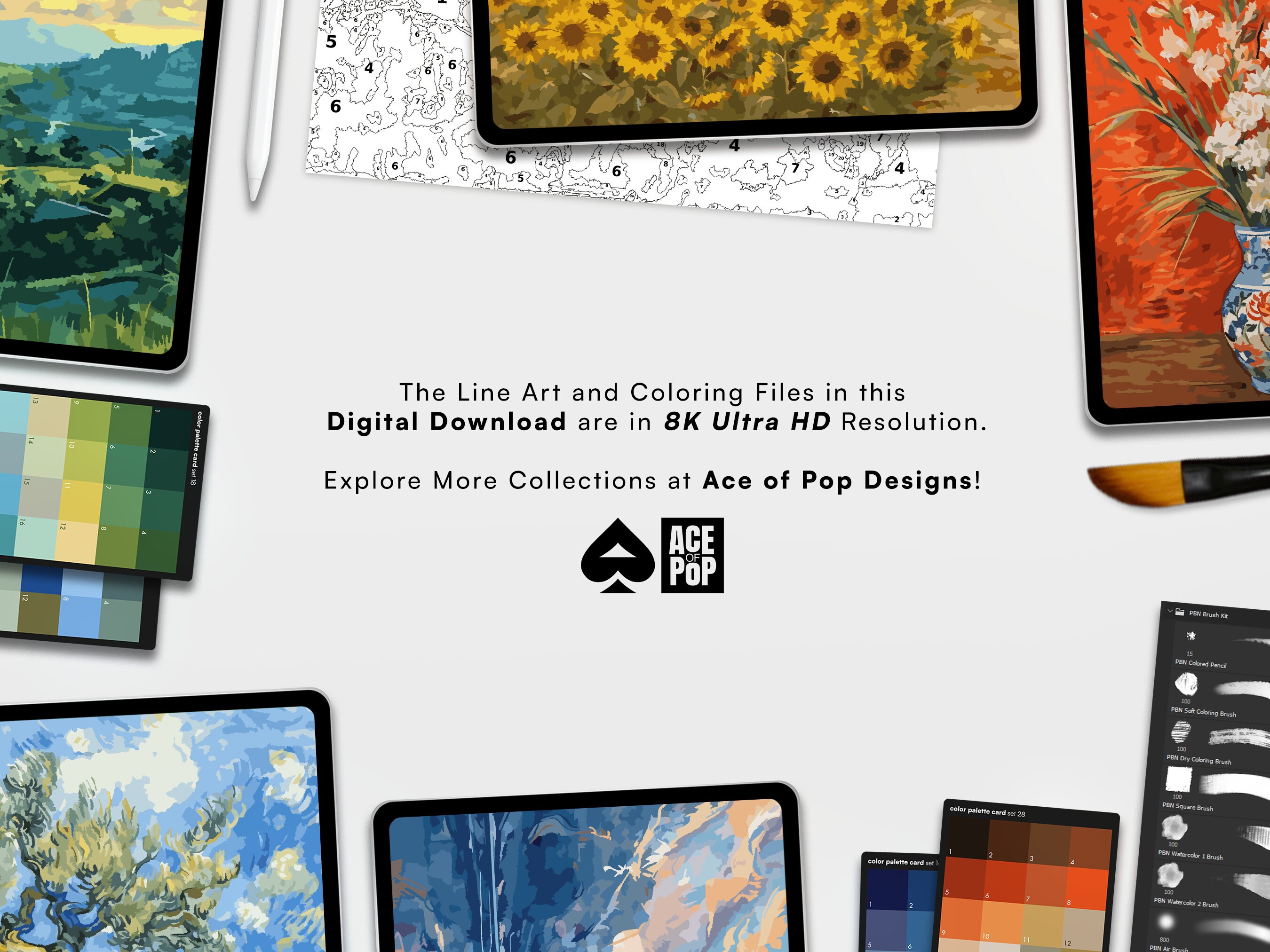 Digital Paint by Number Kit Printable Art Set Photoshop Procreate ...