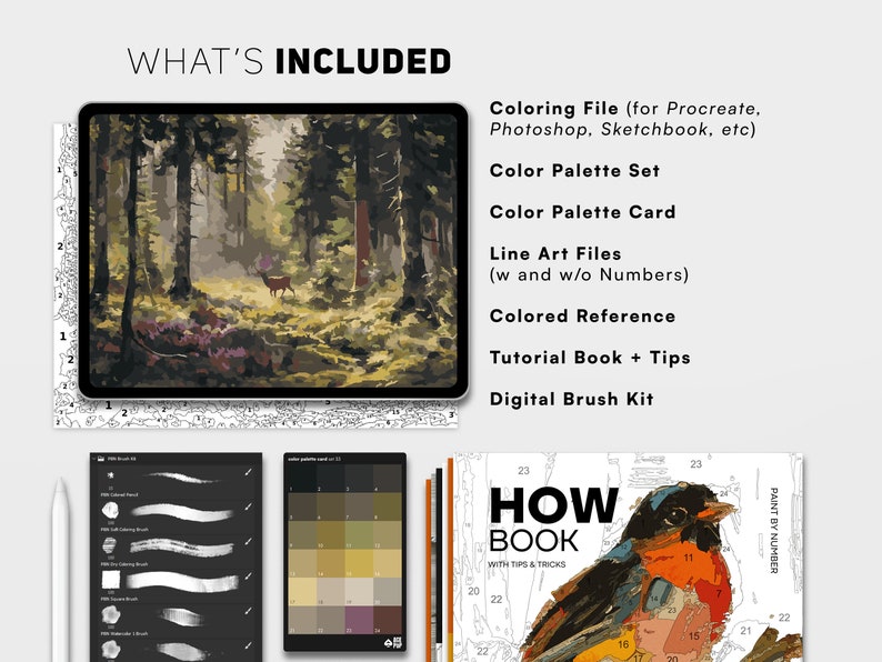 Digital Paint by Number Kit Printable Art Set Photoshop Procreate ...
