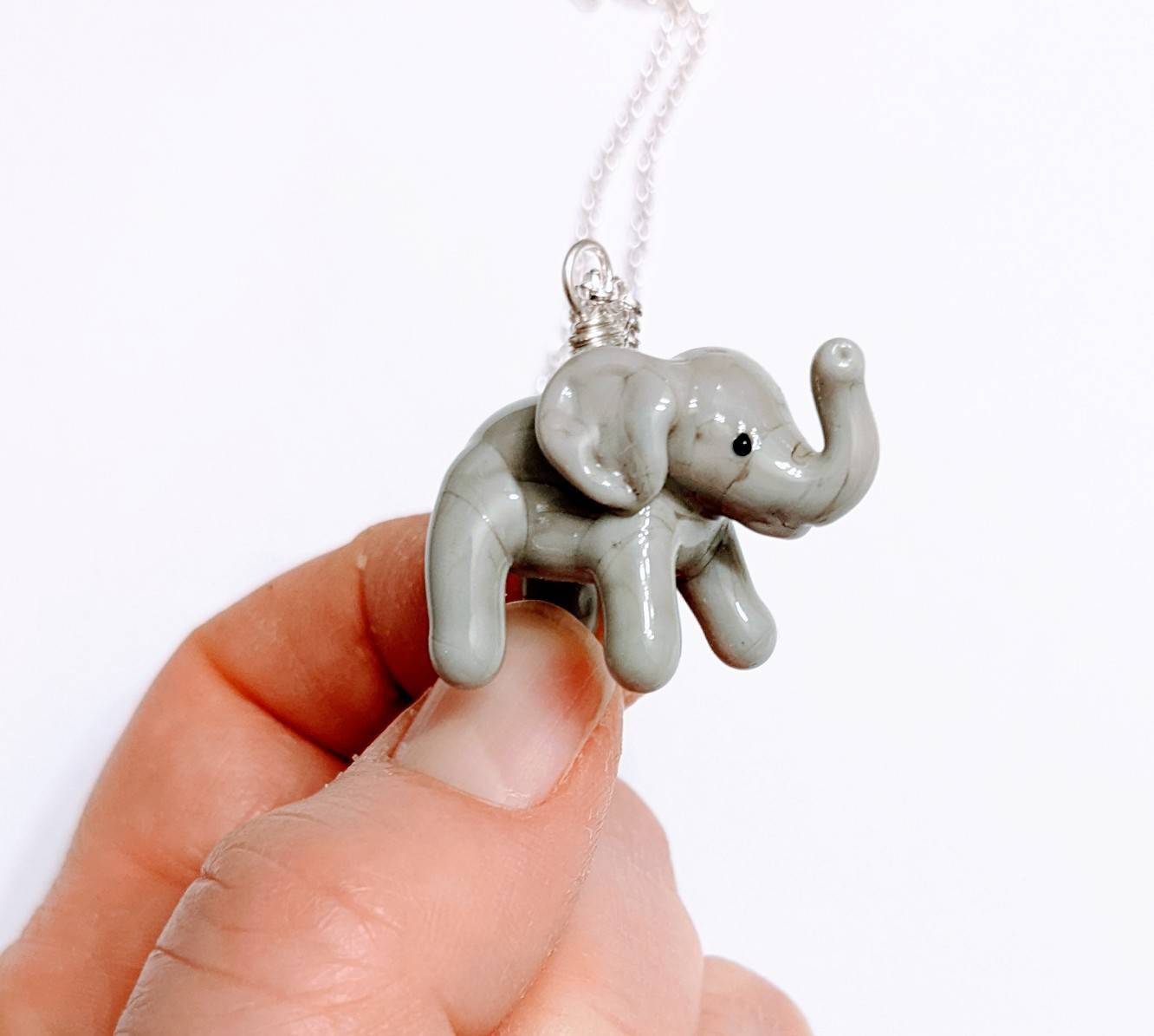 Glass Elephant Necklace | Etsy