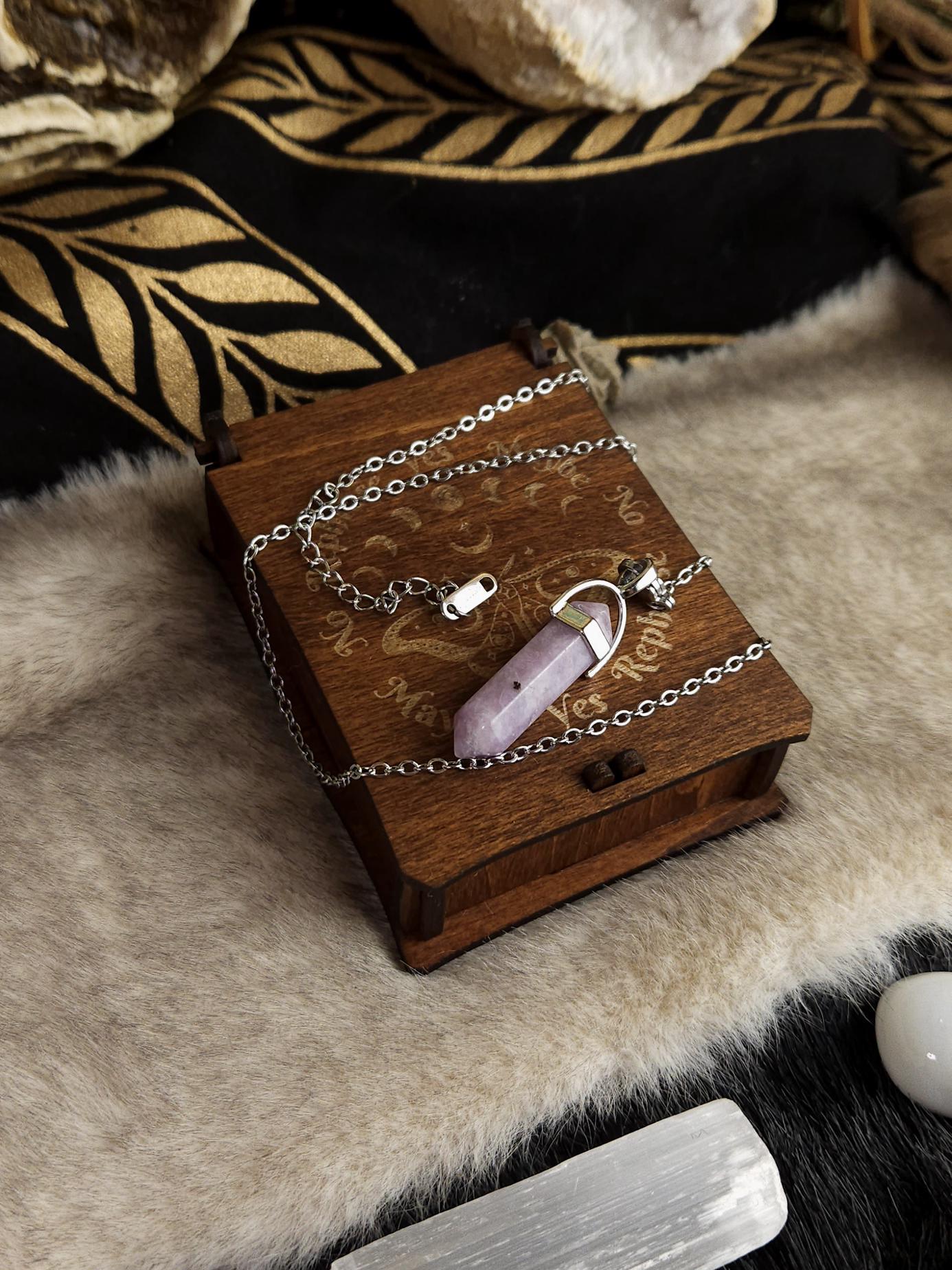 Pendulum Board Oracle Card Holder and Box, Oracle Card of the Day, Pendulum Stone, Spiritual Box, Witchy Gift, Hickory Stain