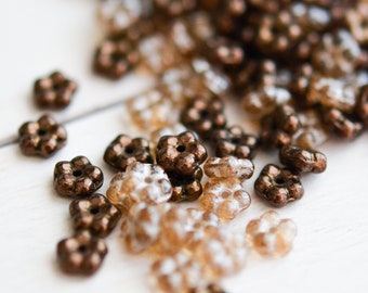 50 Pumpkin Spice - Pale Brown, Luster Finish, Metallic Bronze, Forget Me Not Spacer Bead Mix 5mm