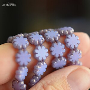 10 Daisy Chains - Semi-Opaque Purple Thistle, Metallic Bronze Finish, Premium Czech Glass, Cactus Flower Beads 9mm