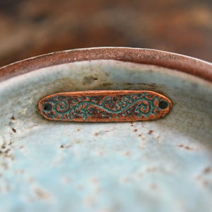 1 Seek Wisdom Vintaj, Solid Copper, Nickel Free, Lead Free, Pewter Verdigris, Charm 31.5x8mm 画像 4