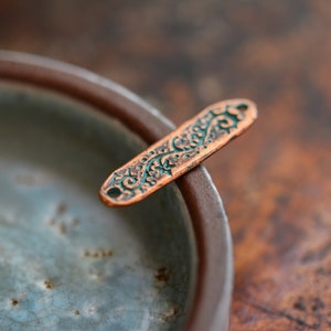 1 Seek Wisdom Vintaj, Solid Copper, Nickel Free, Lead Free, Pewter Verdigris, Charm 31.5x8mm image 2