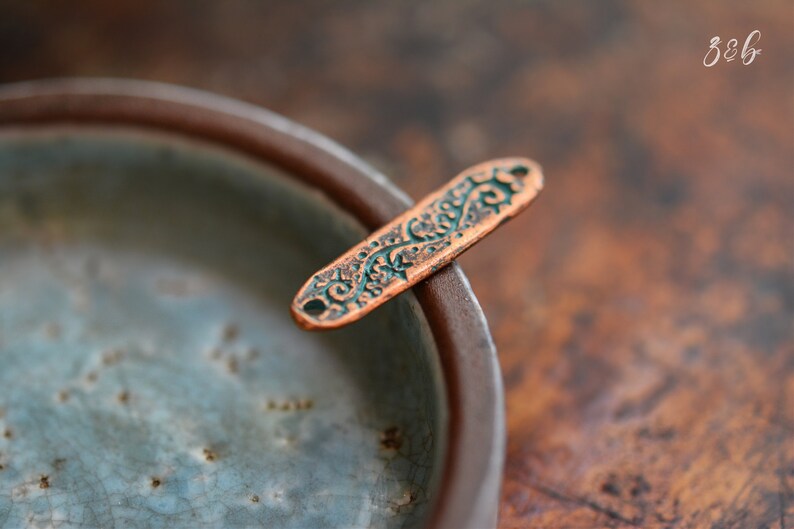 1 Seek Wisdom Vintaj, Solid Copper, Nickel Free, Lead Free, Pewter Verdigris, Charm 31.5x8mm image 2