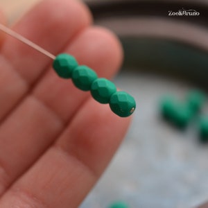 25 Like April Saturated Emerald, Premium Czech Glass, Fire-Polish Round Beads 6mm image 7