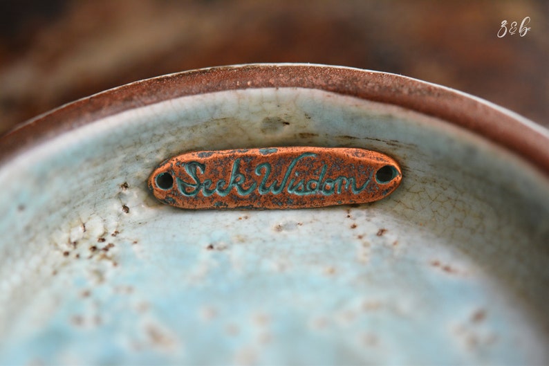 1 Seek Wisdom Vintaj, Solid Copper, Nickel Free, Lead Free, Pewter Verdigris, Charm 31.5x8mm 画像 3