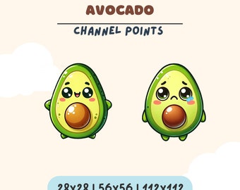 Colorful Avocado Emote, Custom Twitch Channel Point Icon for Streamers