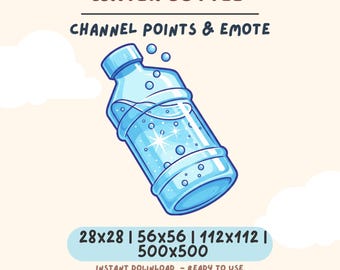 Kawaii Water Bottle Emote | Twitch & Discord Hydrate Reward (Digital Download)