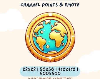 Earth Coin Twitch Emote: Globe Channel Points (Digital Download)