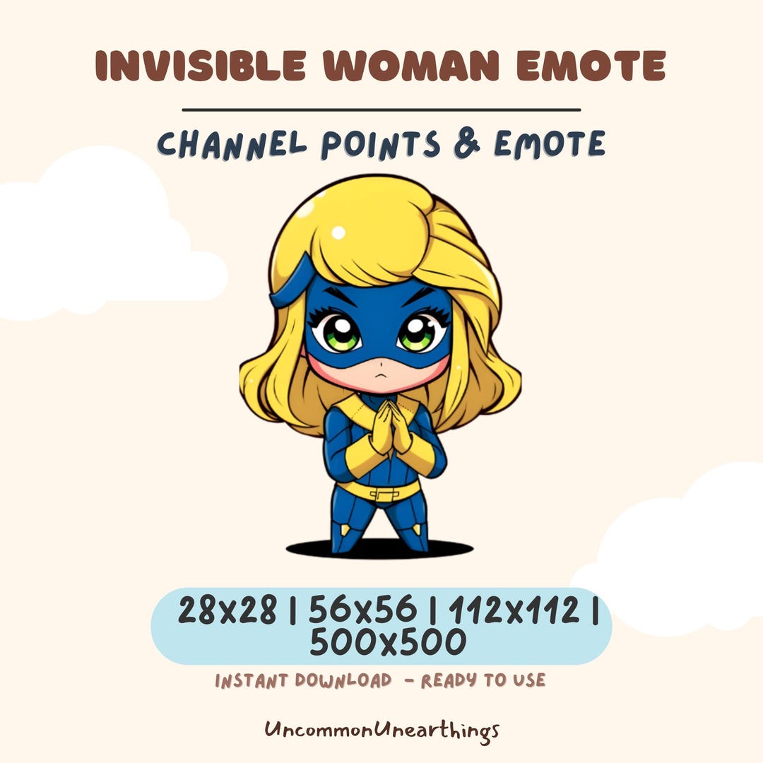 Invisible Woman Emote - Cute Kawaii Superhero | Digital Emote for ...