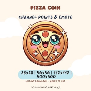Adorable Kawaii Pizza Coin Emote for Twitch & Discord | Cute Food Meme Emoji | Digital Download
