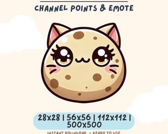 Cat Potato Emote for Channel Points & Twitch, Cute Kawaii Cat Potato Emote for Streamers, Funny Meme Emote, Instant Download, Ready to Use