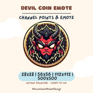 Devil Coin Twitch Emote – Dark Fantasy Demon Channel Point för Discord-strömmar