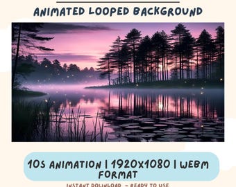 Animated Stream Background Firefly Lake | Looping VTuber Overlay