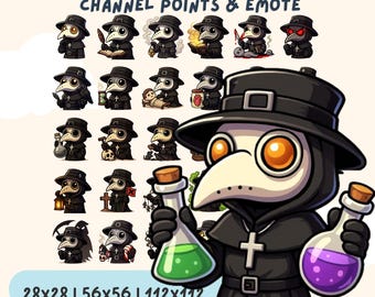 Plague Doctor Emotes Pack | Spooky Twitch Streamer Emotes (Digital Download)