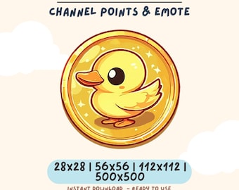 Duck Golden Coin Twitch Emote & Channel Points Icon | Cute Twitch Emote Badge
