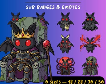 Mothman RPG Sub Badges | Dark Fantasy Classes, Cryptid Emotes (12 Designs)