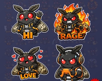 Mothman Emotes Pack | 50 Dark Fantasy Streamer Emotes (Instant Download)