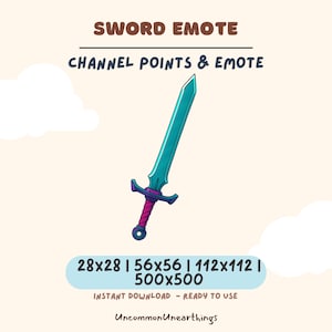 Teal Sword Emote: Twitch & Discord Channel Points (Digital Download)